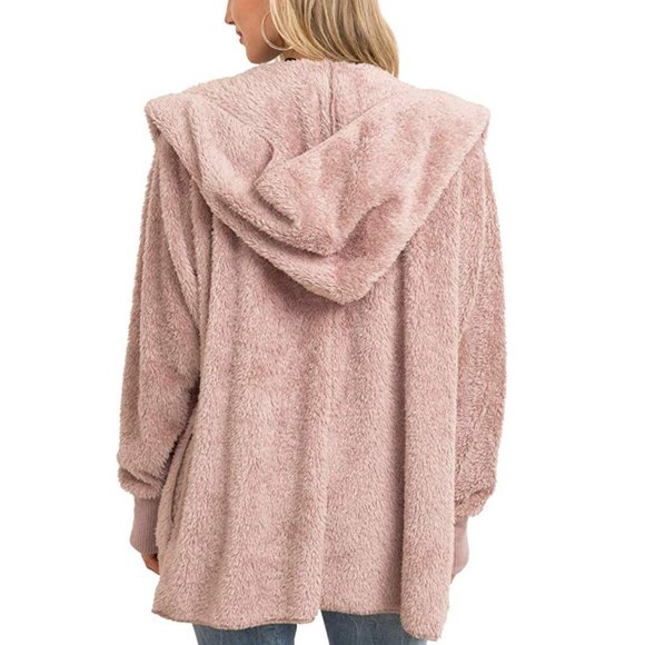Teddy Jacket Soft Sherpa Open Front Coat-One Size - Picture 2 of 6